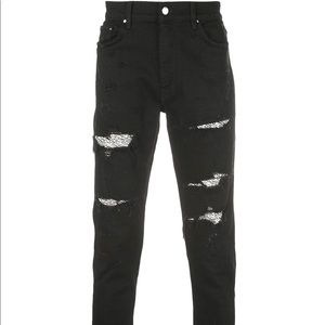 Amiri Black Sequin Zebra Skinny Jeans